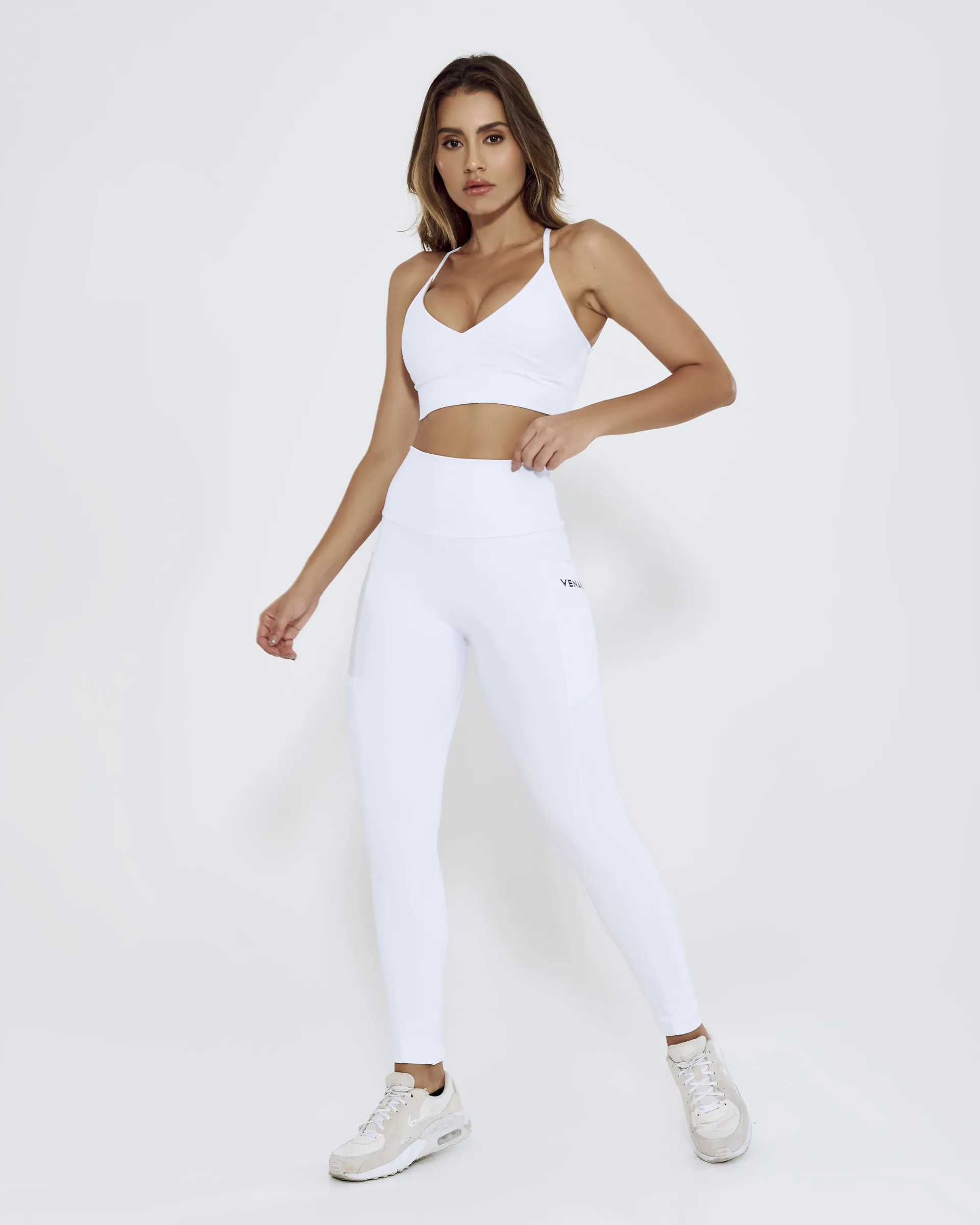 Calça Legging Básica Com Bolso Branca