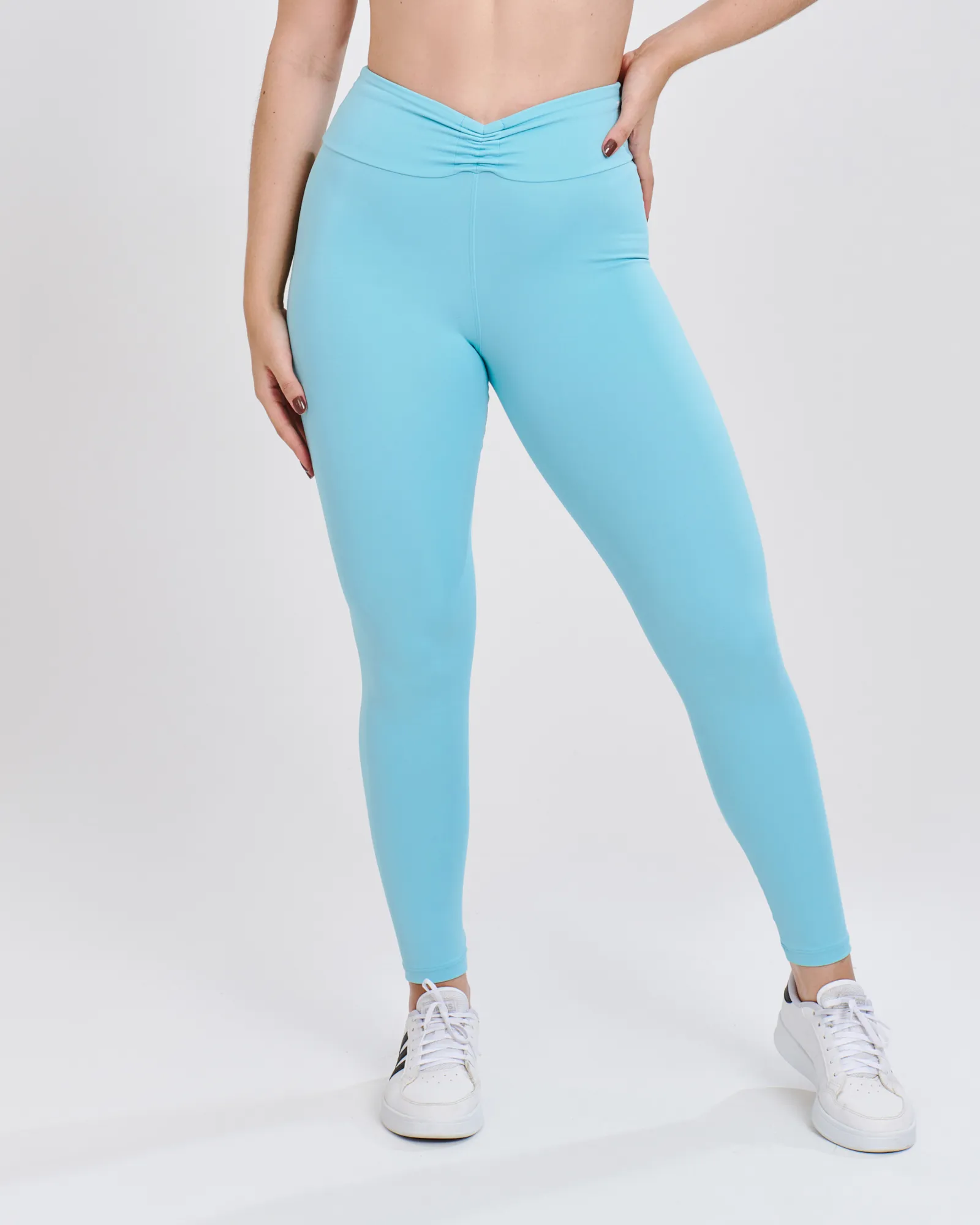 Calça Legging Cós Ajustável Azul Ciano Essential
