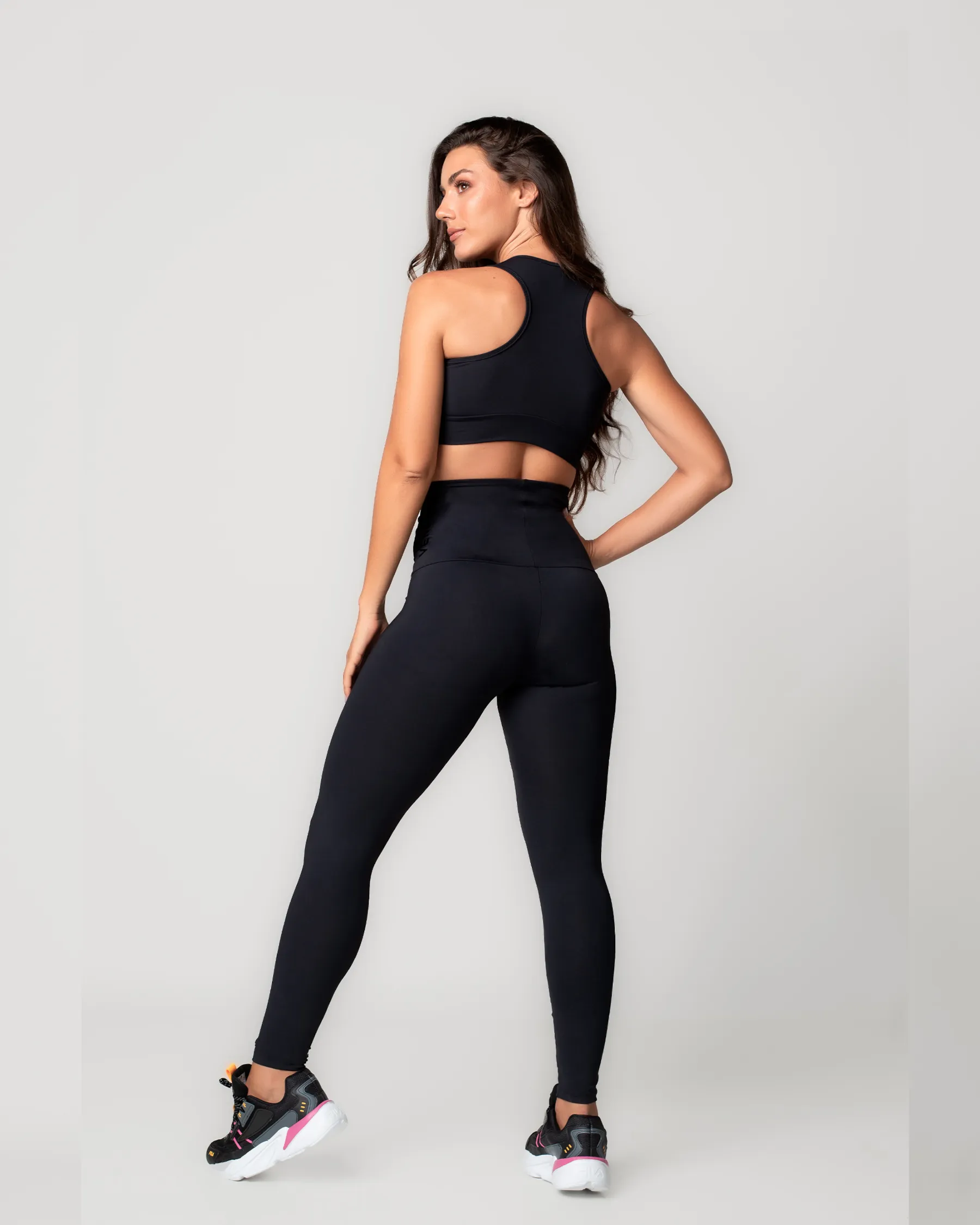 Calça Legging Cós Alto Preta