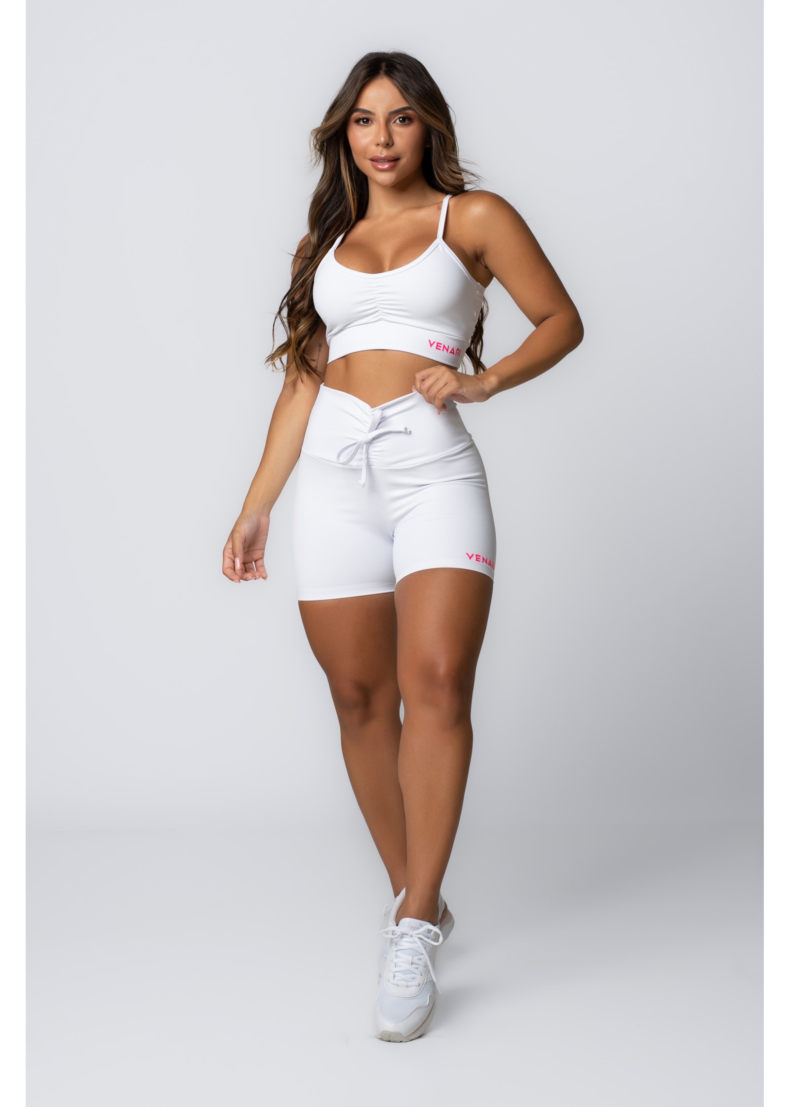 Short Com Cadarço Branco